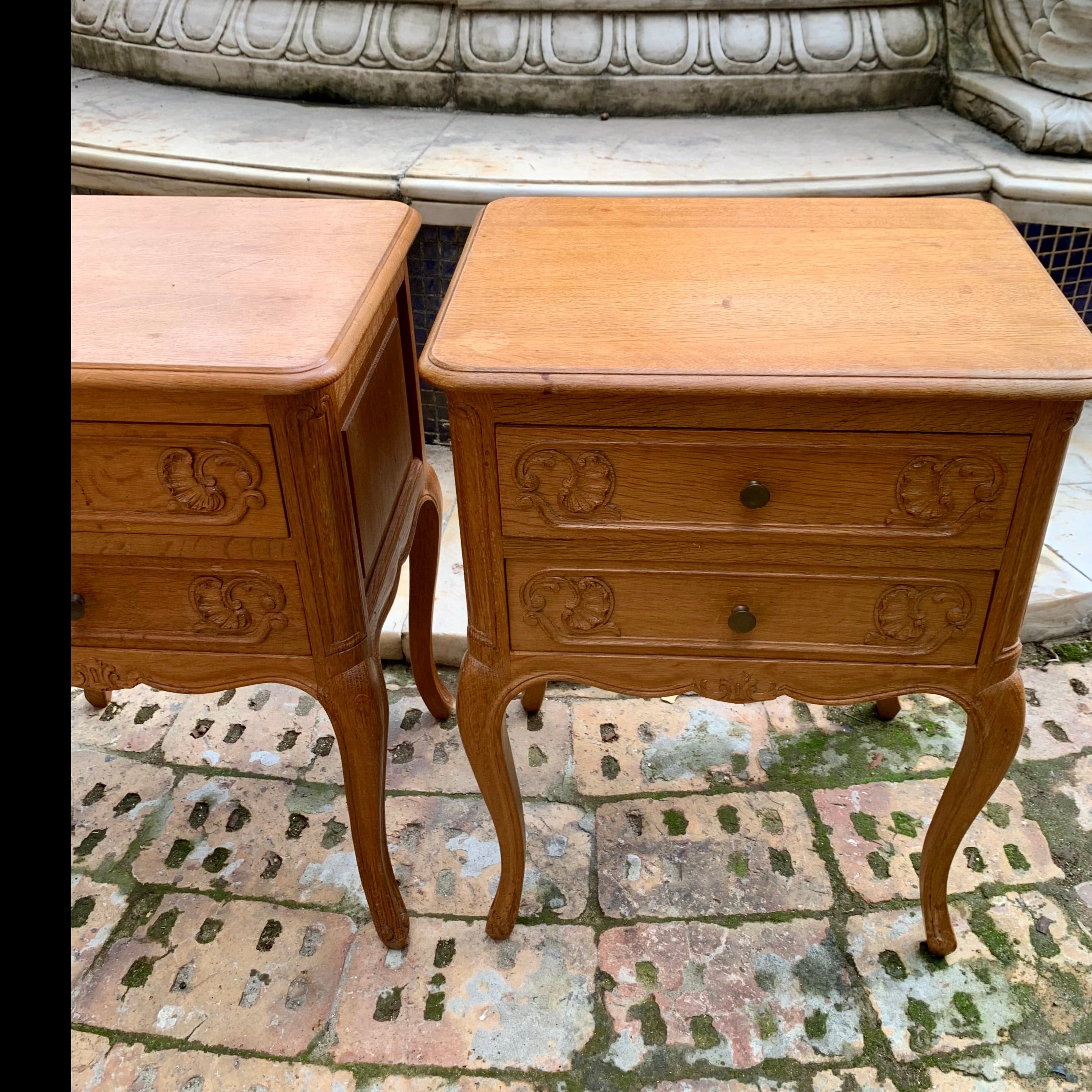 Pair of Antique Oak Bedside Pedestals