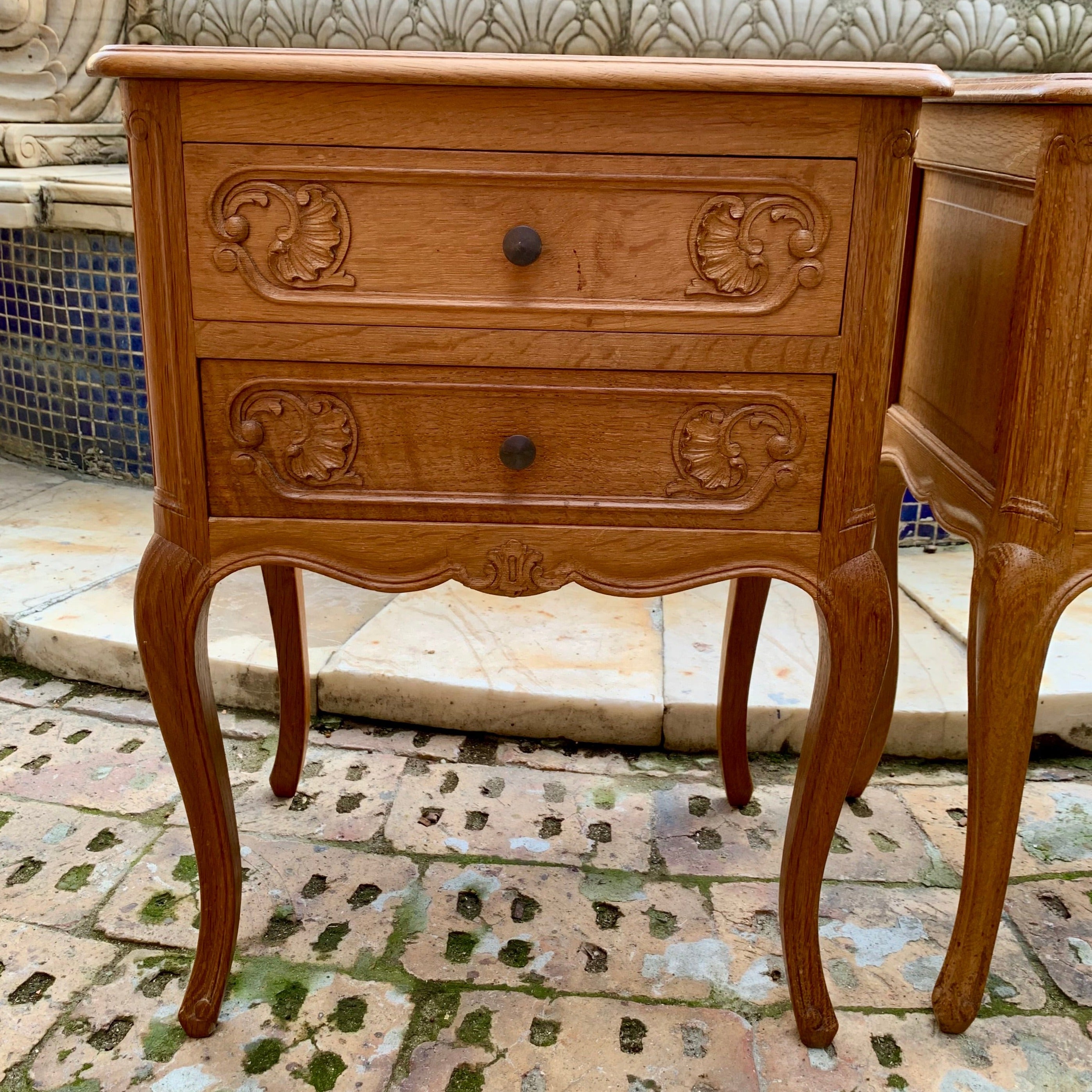 Pair of Antique Oak Bedside Pedestals