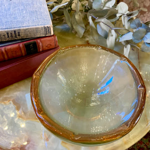 Heavy Opaque Murano Bowl with Amber Rim