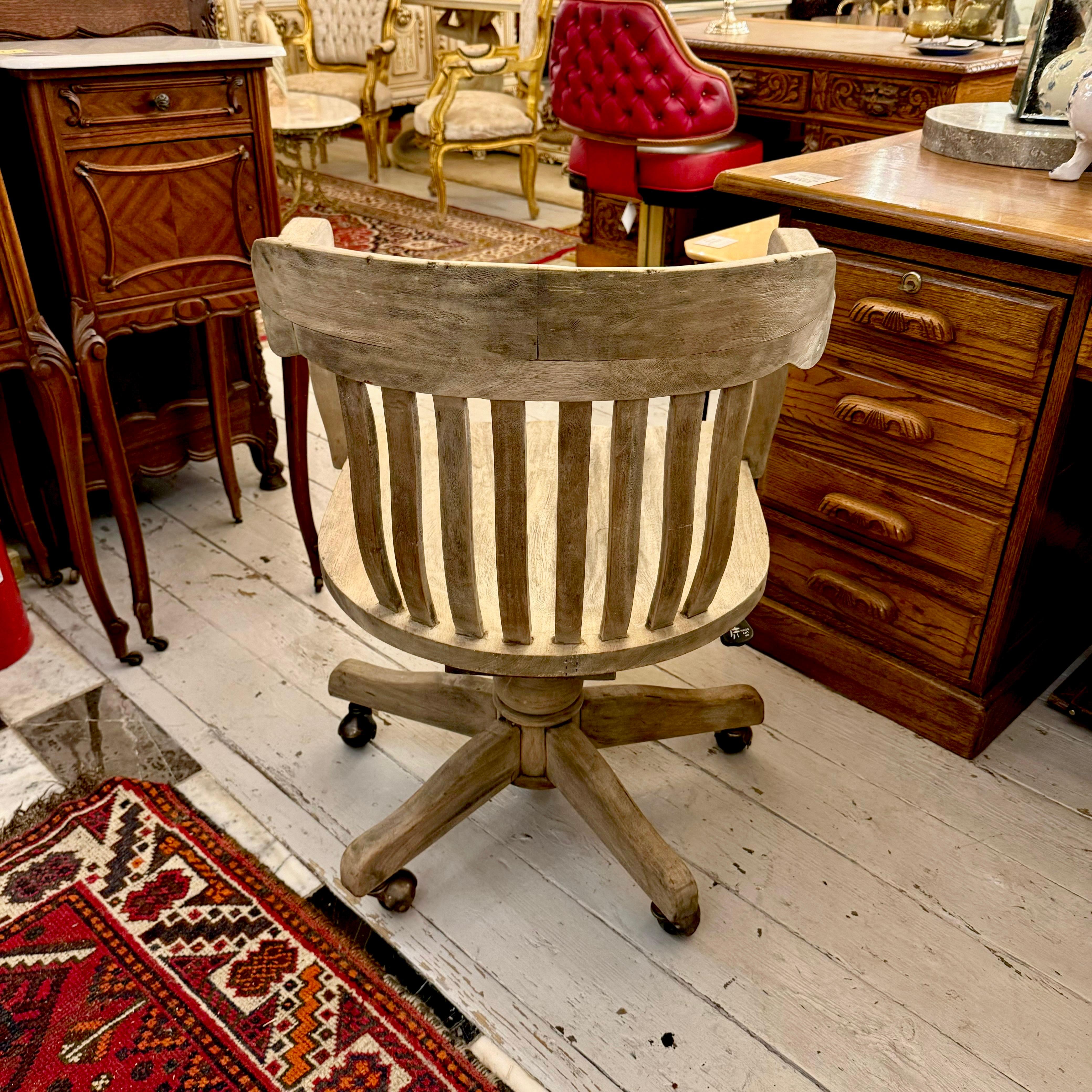 Rustic Solid Wood Swivel Office Chair