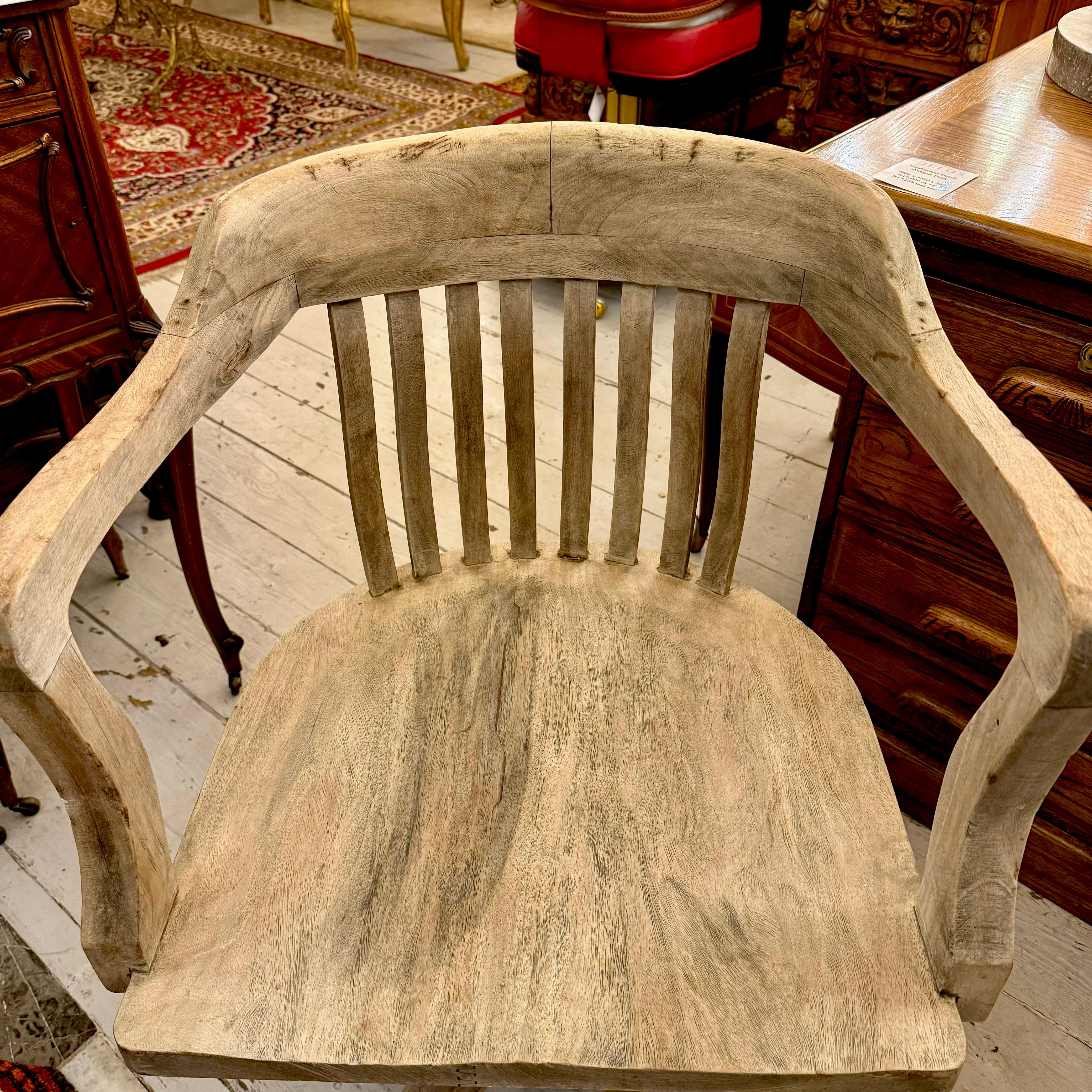 Rustic Solid Wood Swivel Office Chair