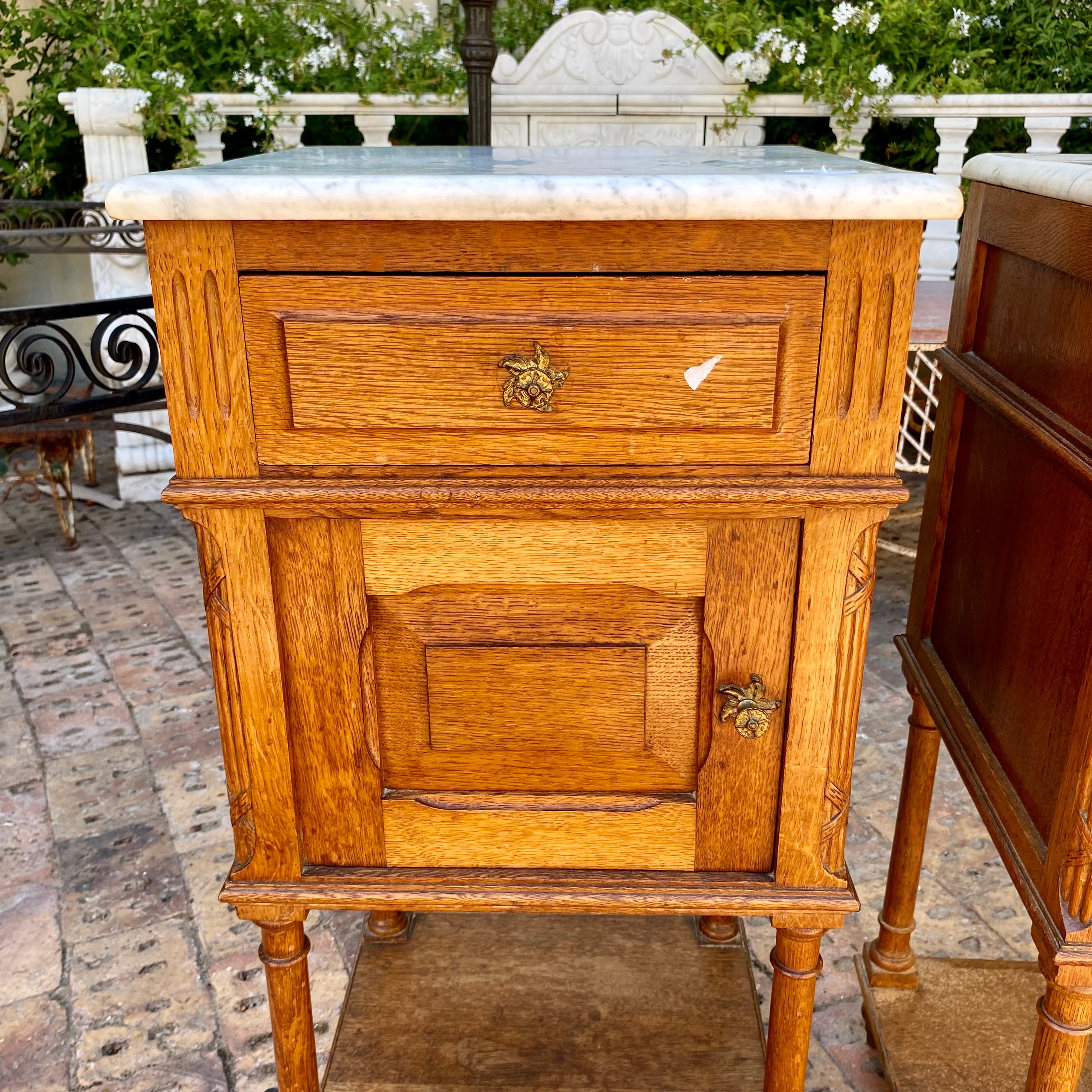 Pair of Antique Oak Bedside Pedestals