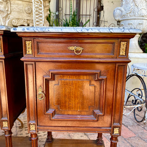 Empire Era Oak Bedside Pedestals with Marble Top - SOLD