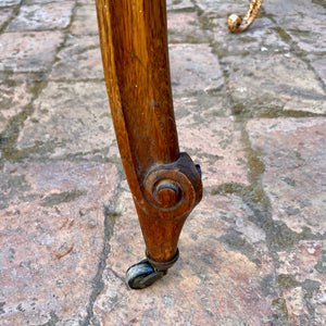 Single Antique Oak with Marble Top Bedside Pedestal - SOLD