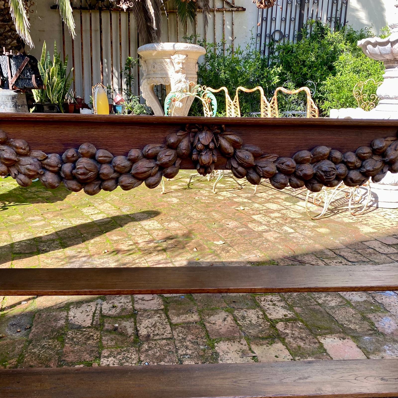 Antique French Oak Shelf with Carved Vines