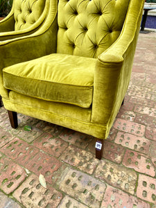 Pair of Vintage Velvet Button Back Armchairs