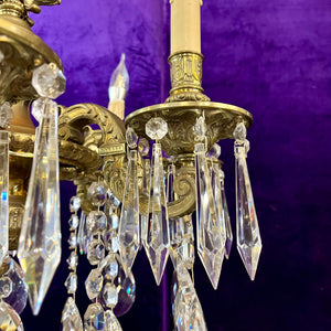 Mazarine Gilt Brass & Crystal Chandelier, c. 1900