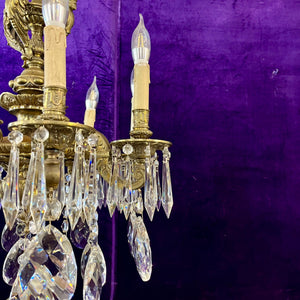 Mazarine Gilt Brass & Crystal Chandelier, c. 1900