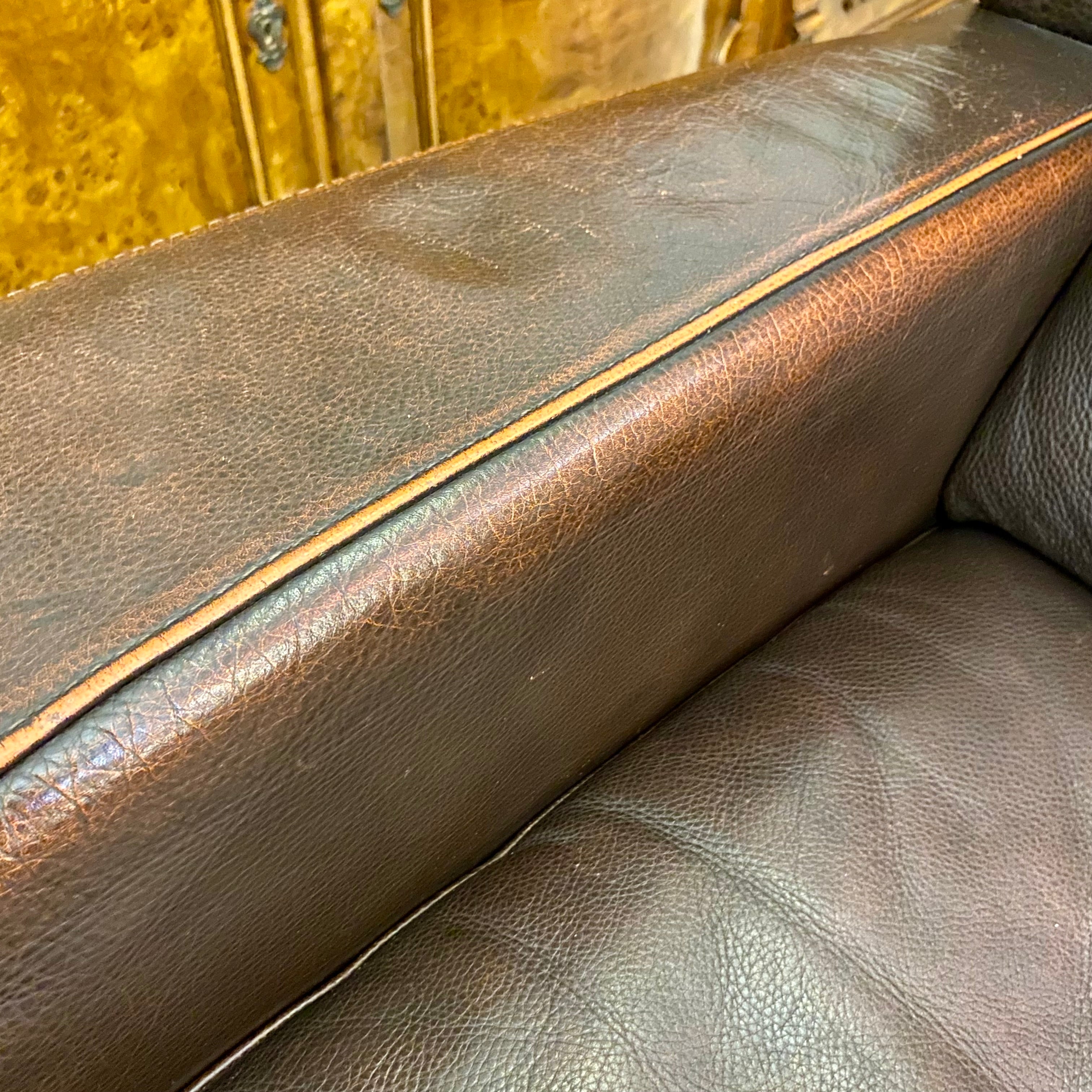 Stunning Art Deco Deep Chocolate Leather Sofas