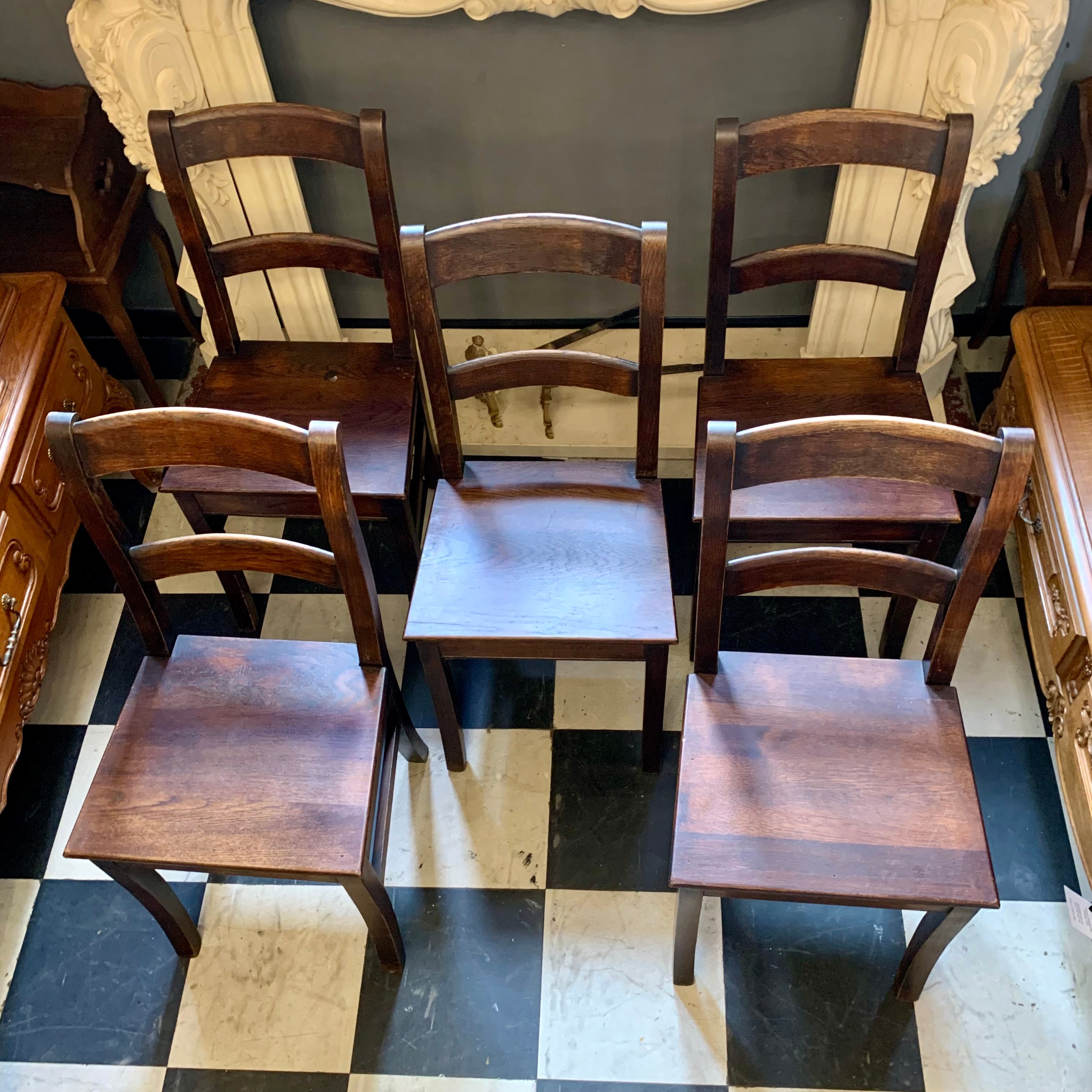 Beautiful Antique French Oak Dining Chairs