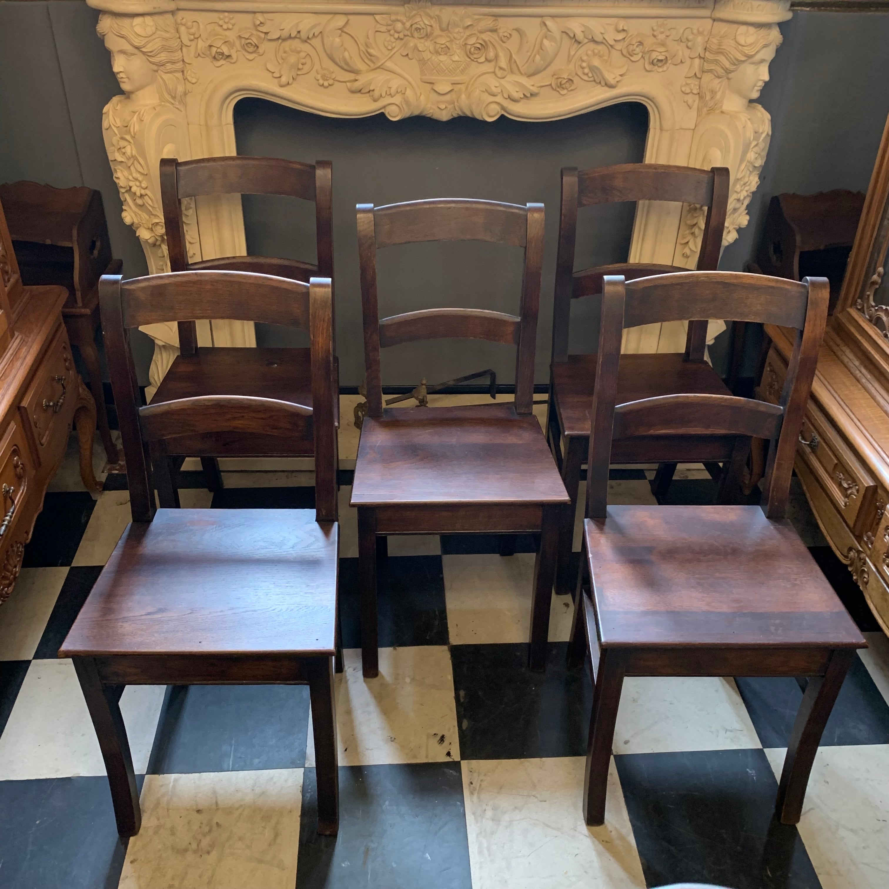 Beautiful Antique French Oak Dining Chairs