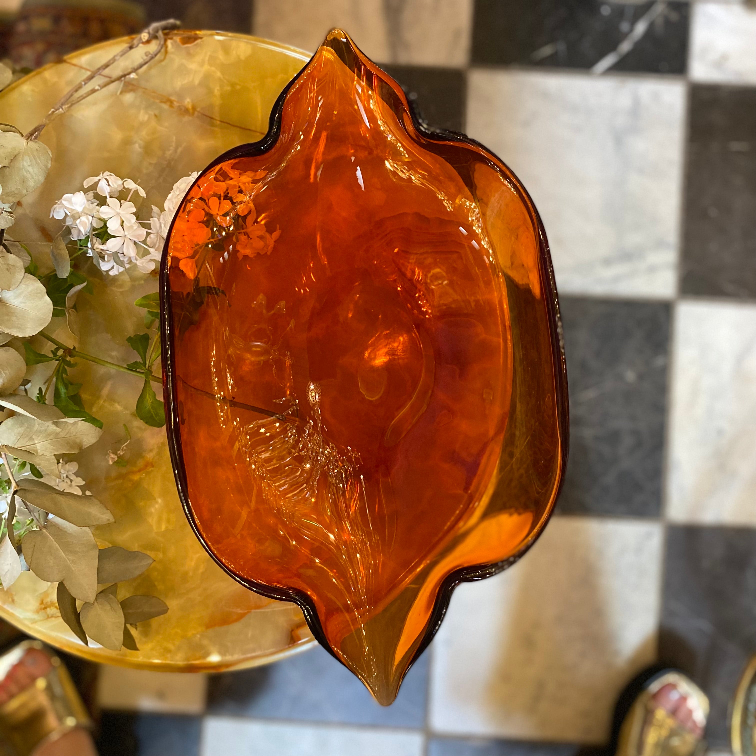 Large Burnt Orange Murano Tray