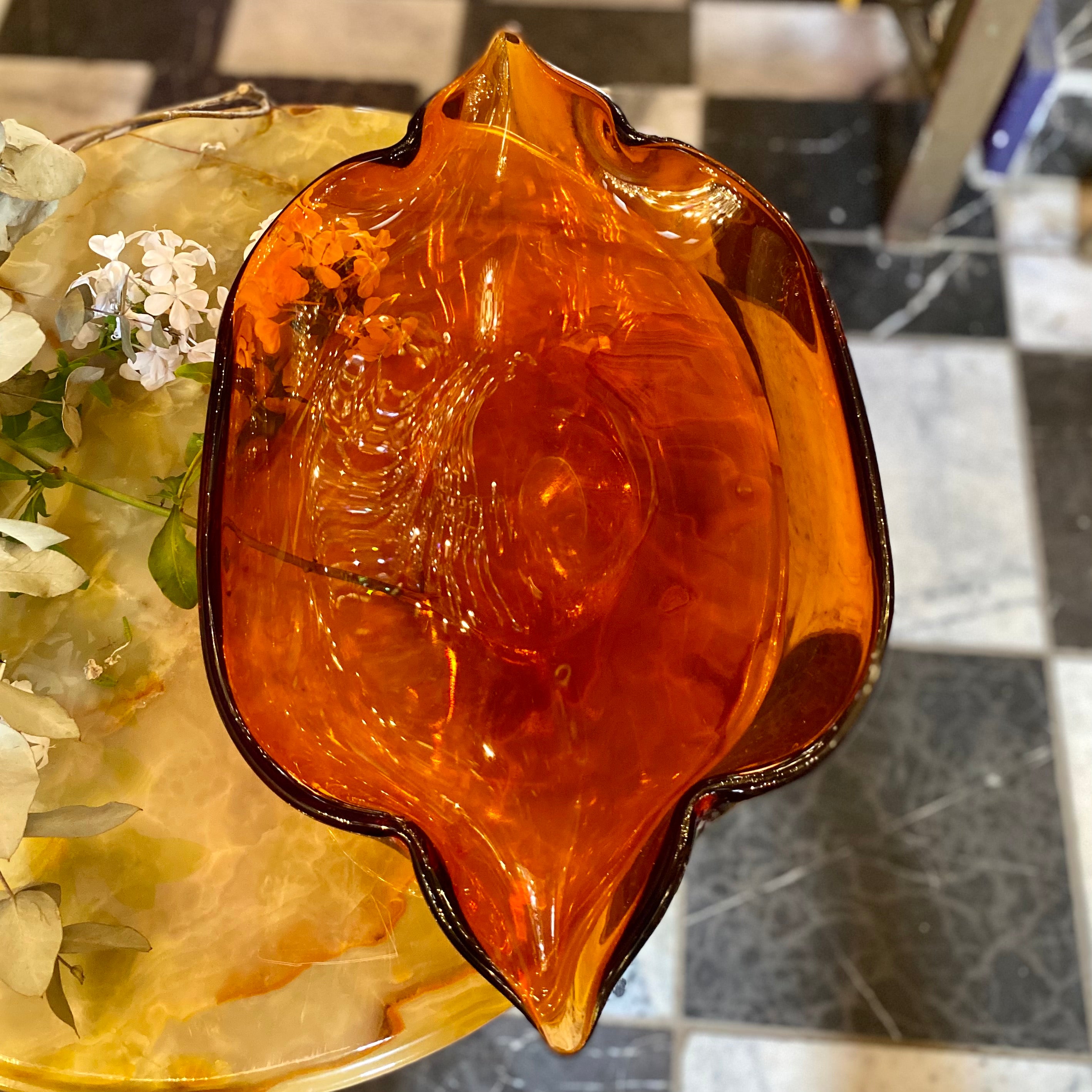 Large Burnt Orange Murano Tray