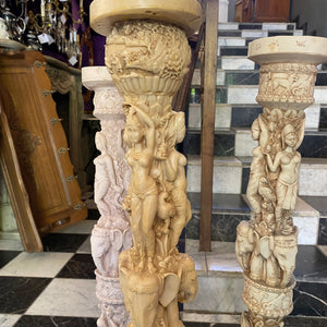 Antique Asian Style Hand Carved Pillars - SOLD