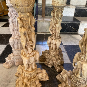 Antique Asian Style Hand Carved Pillars - SOLD