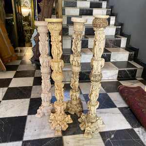 Antique Asian Style Hand Carved Pillars - SOLD
