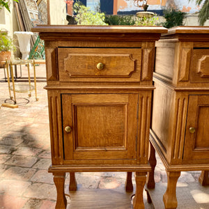 Pair of Antique Light Oak Bedside Pedestals - SOLD