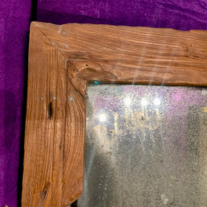 Aged Mirror in Rustic Wooden Frame
