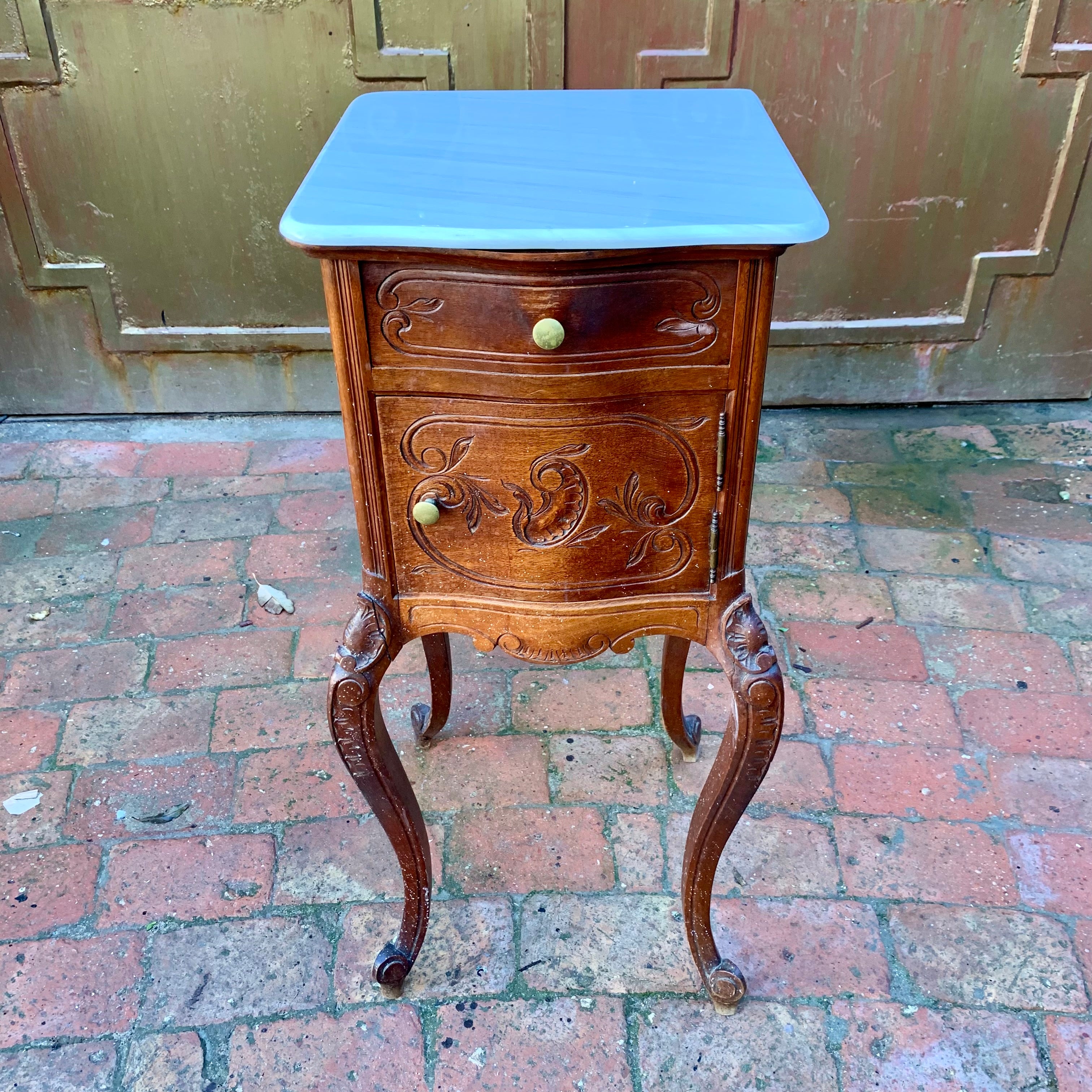 Beautiful Single Carved Antique Bedside Pedestal