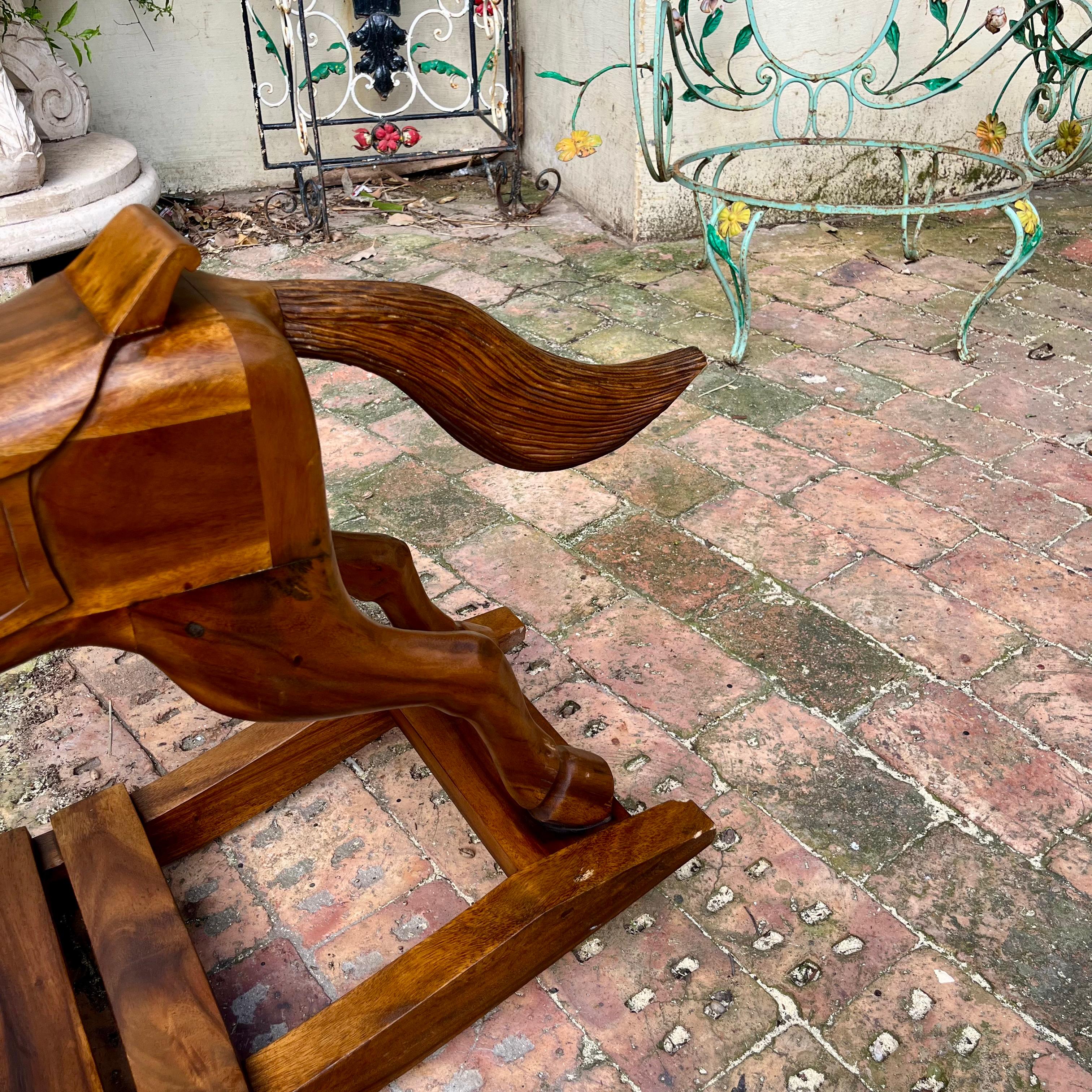 Hand Carved White Cedarwood Rocking Horse - SOLD