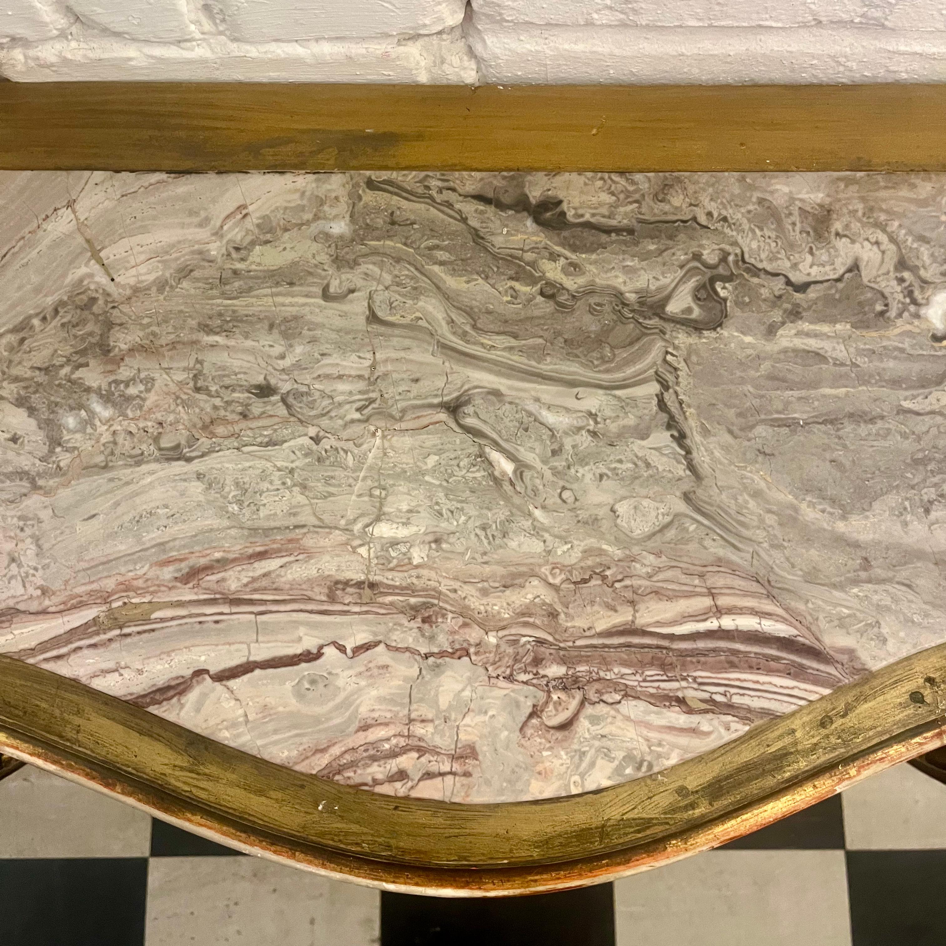 Beautiffuly Carved Gilt Console with Mottled Marble Top - SOLD
