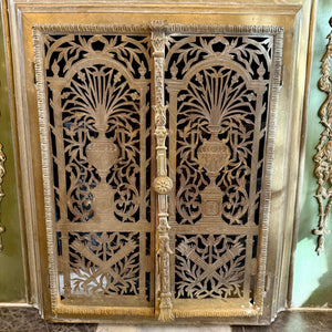 Antique French Fireplace Surround with Brass Detail, Early 20th Century