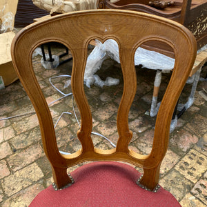 Set of 8 Antique Oak Dining Chairs in Red