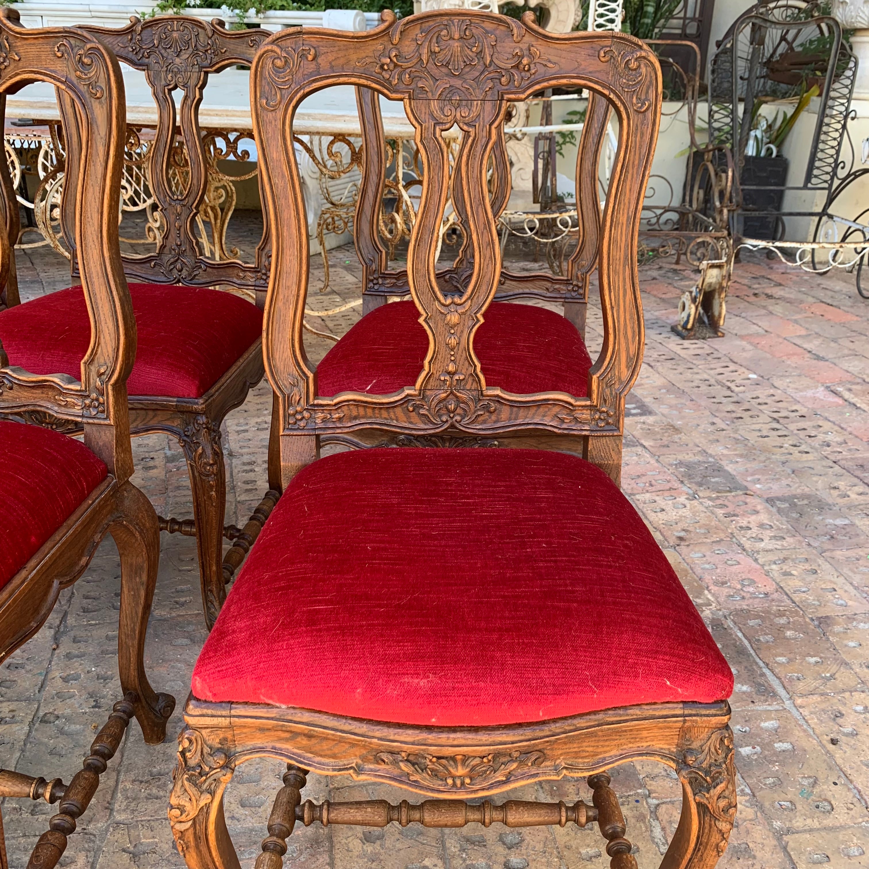 Set of 8 Antique Carved Oak Dining Chairs