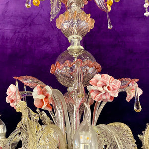 Stunning Antique Pink Murano Chandelier - SOLD