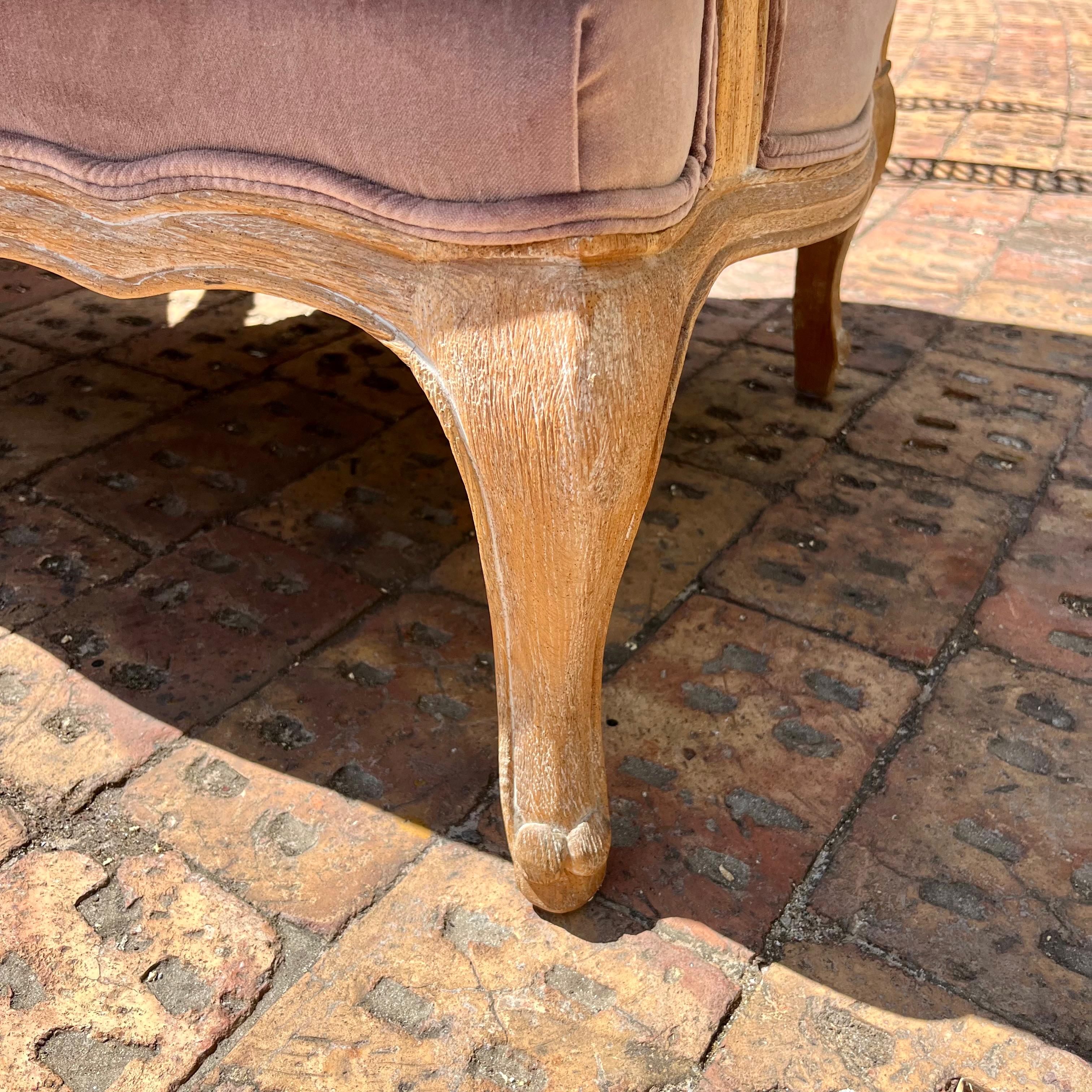 Pair of Lavender Velvet Louis XV Style Armchairs