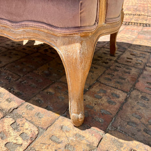 Pair of Lavender Velvet Louis XV Style Armchairs