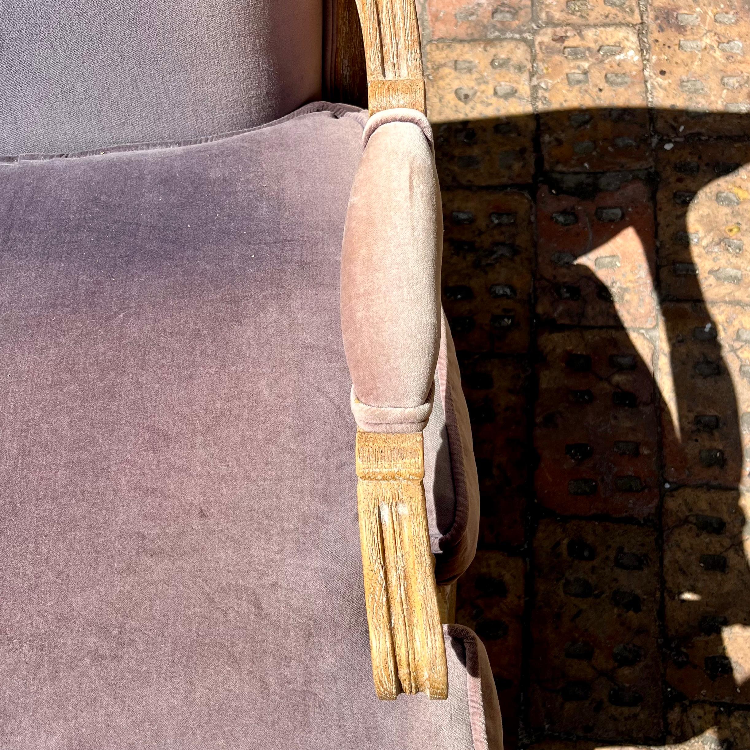 Pair of Lavender Velvet Louis XV Style Armchairs