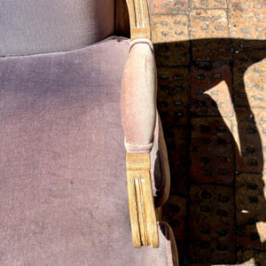 Pair of Lavender Velvet Louis XV Style Armchairs