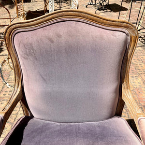 Pair of Lavender Velvet Louis XV Style Armchairs