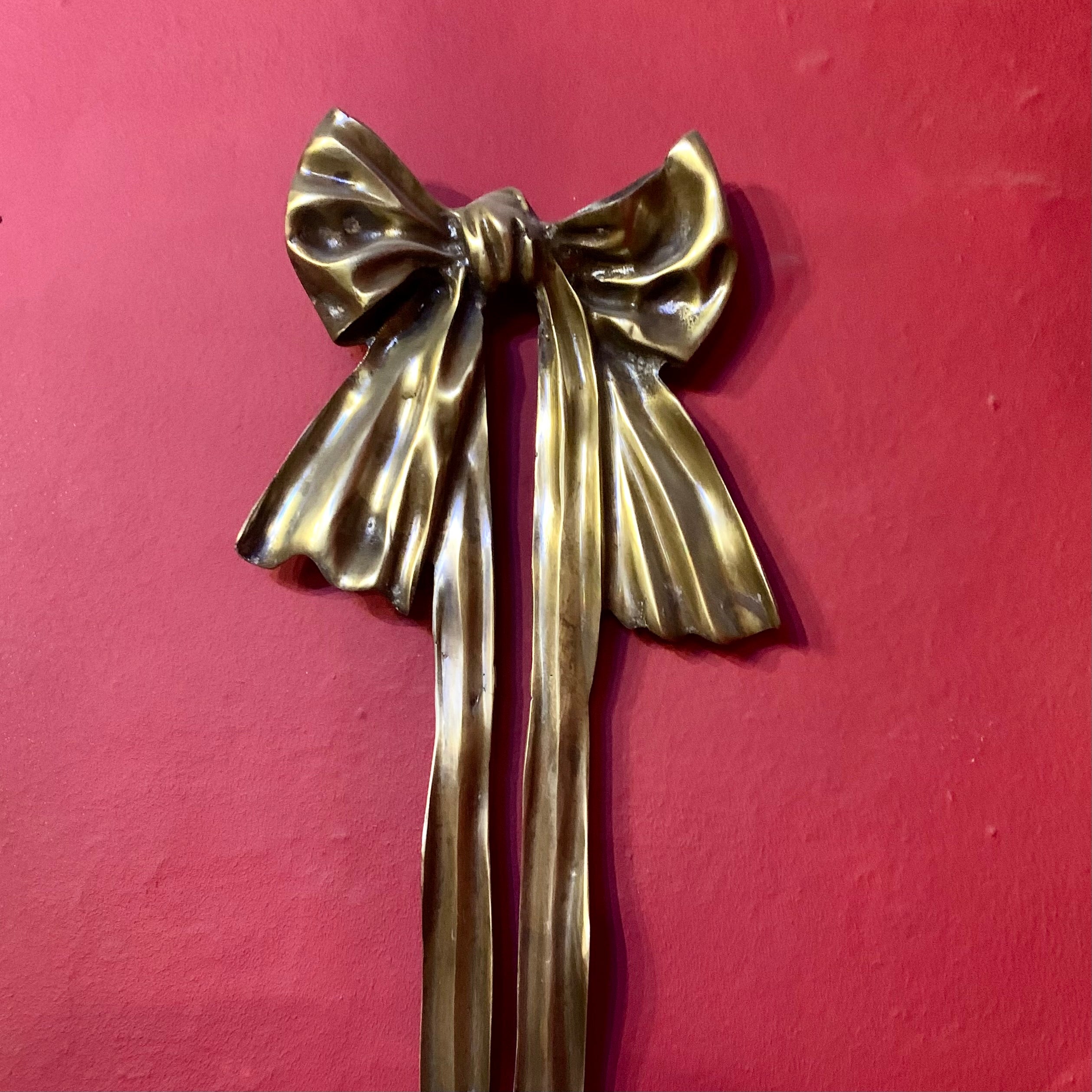 Large Cast Brass Bow Wall Sconce