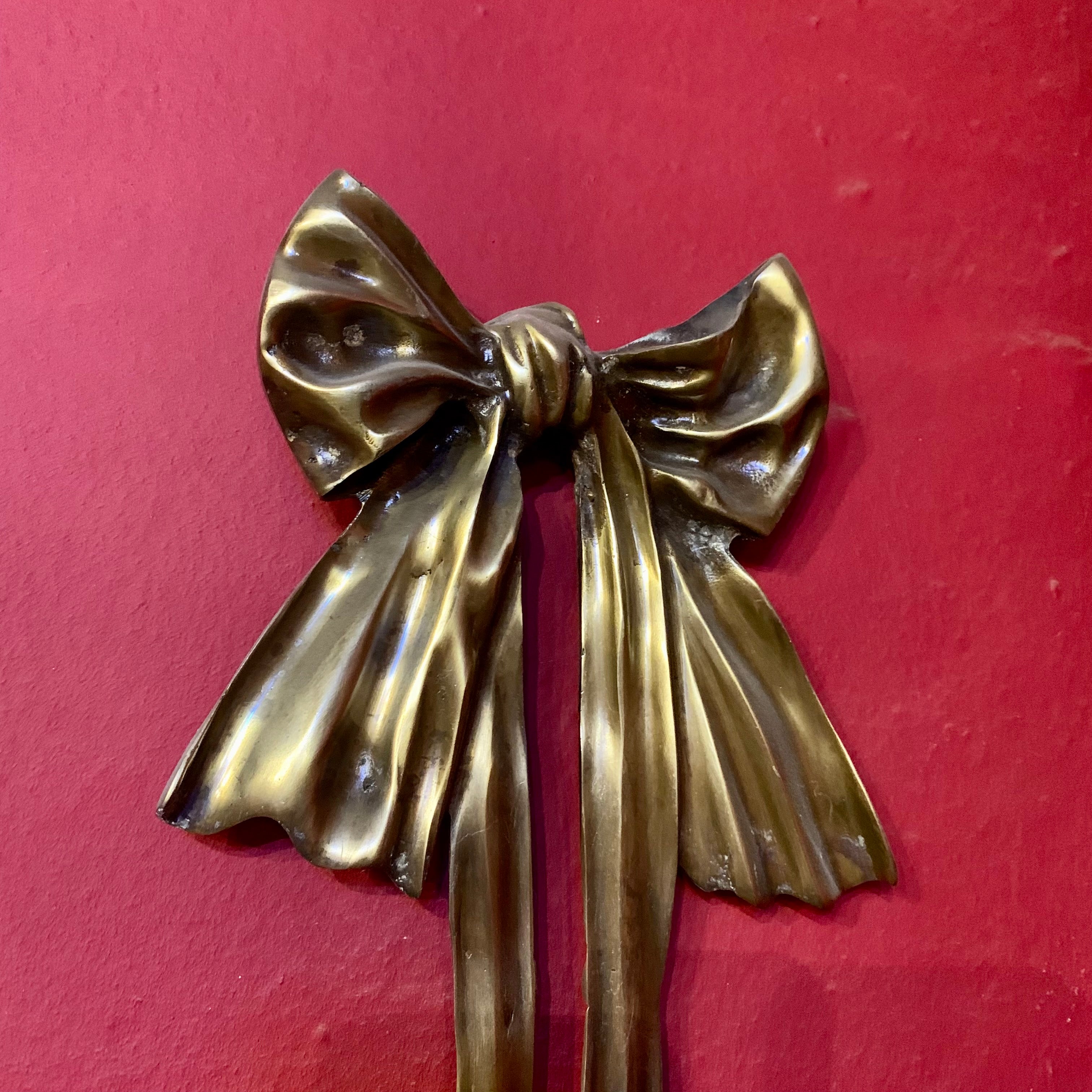 Large Cast Brass Bow Wall Sconce