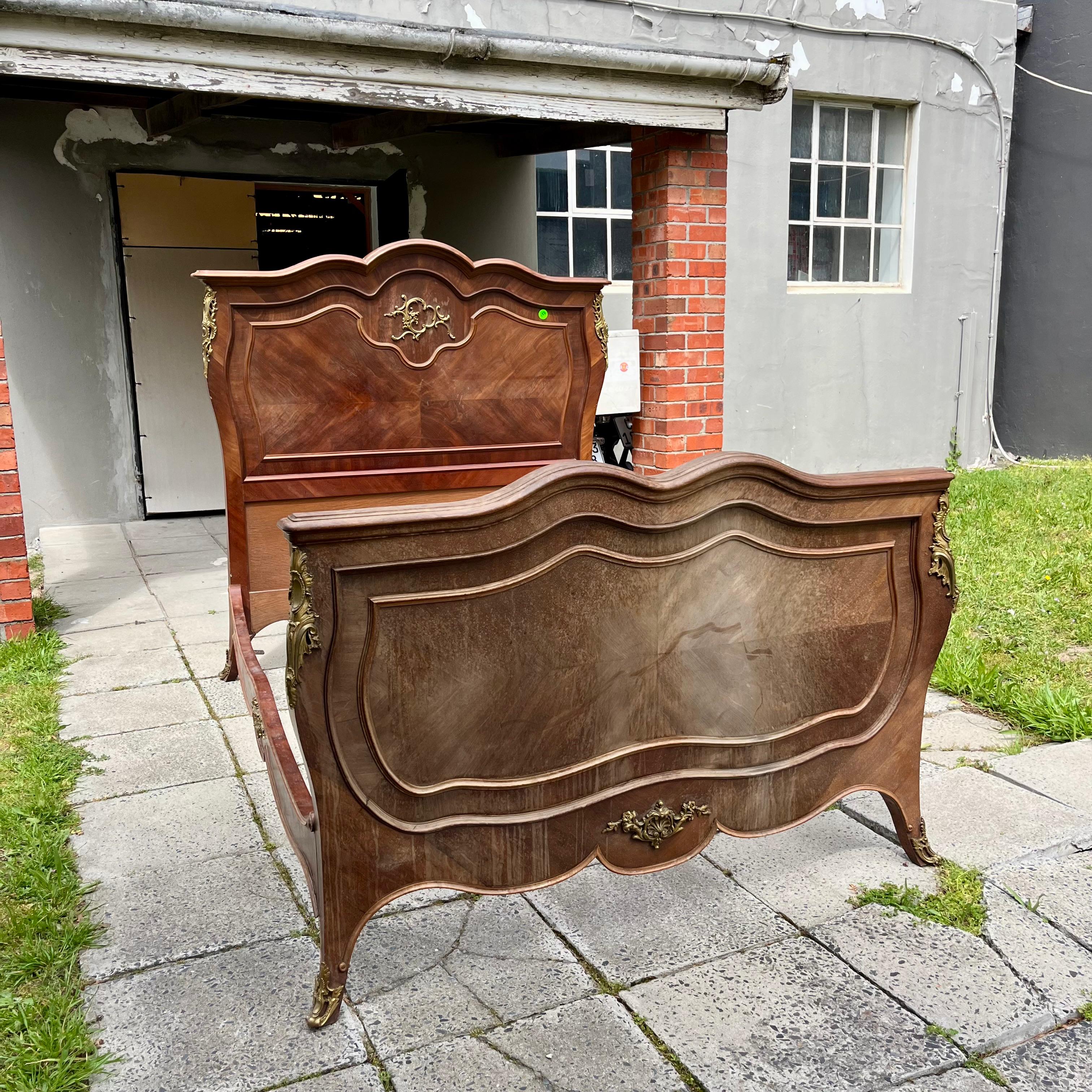 Antique Louis XV Style Bed with Gilt Accents - Queen Size, c. 1900 - SOLD