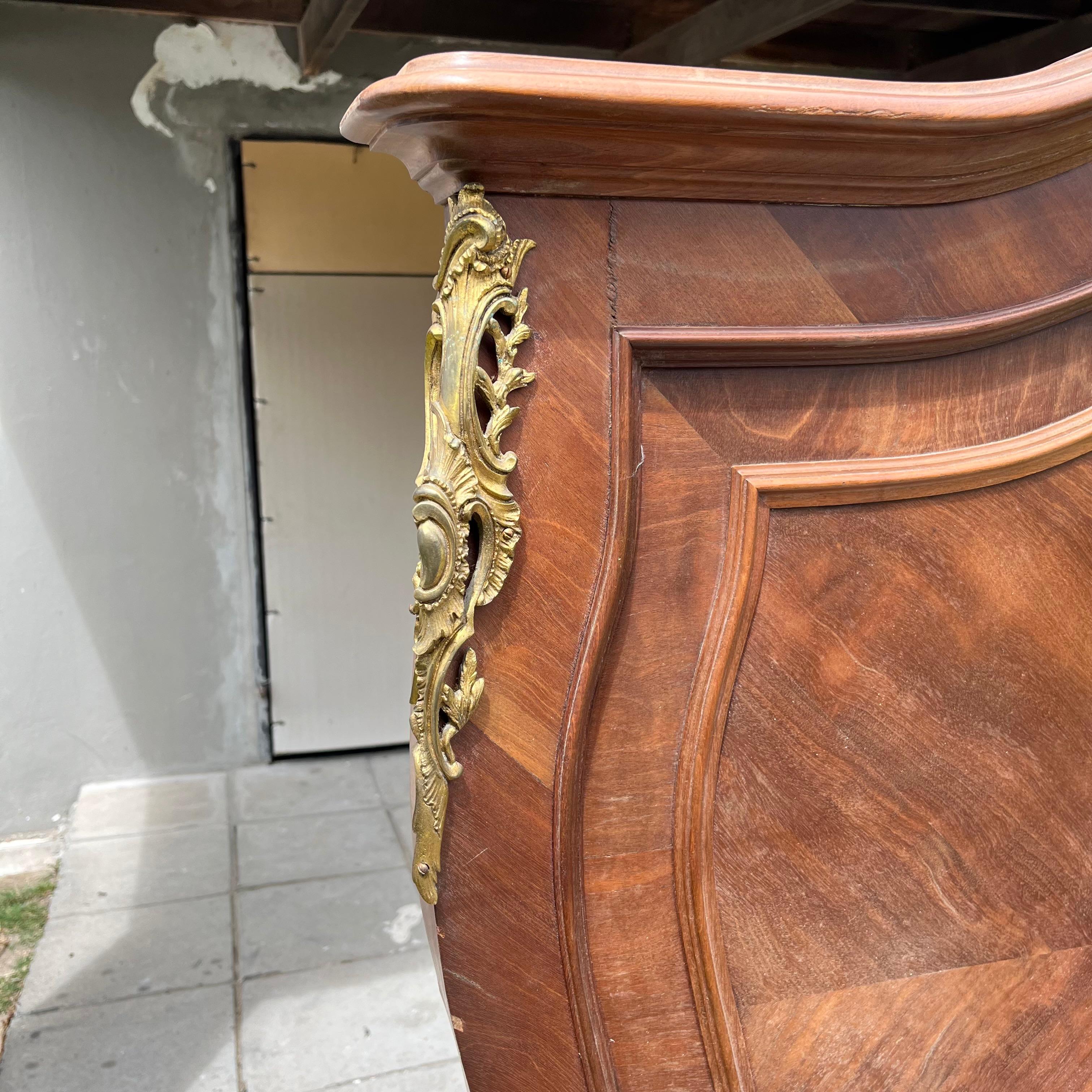 Antique Louis XV Style Bed with Gilt Accents - Queen Size, c. 1900 - SOLD