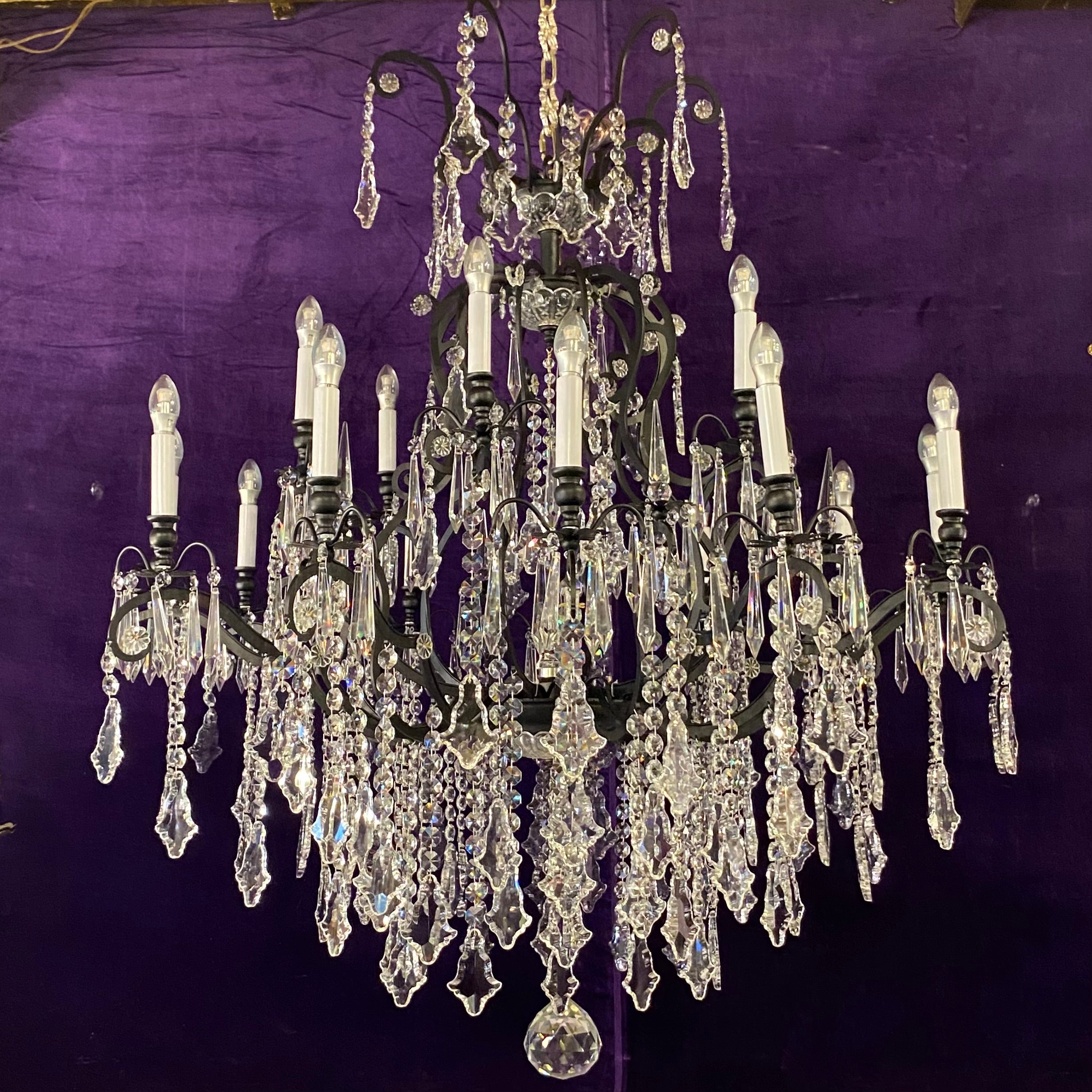 Extremely Large Matte Black Crystal Chandelier