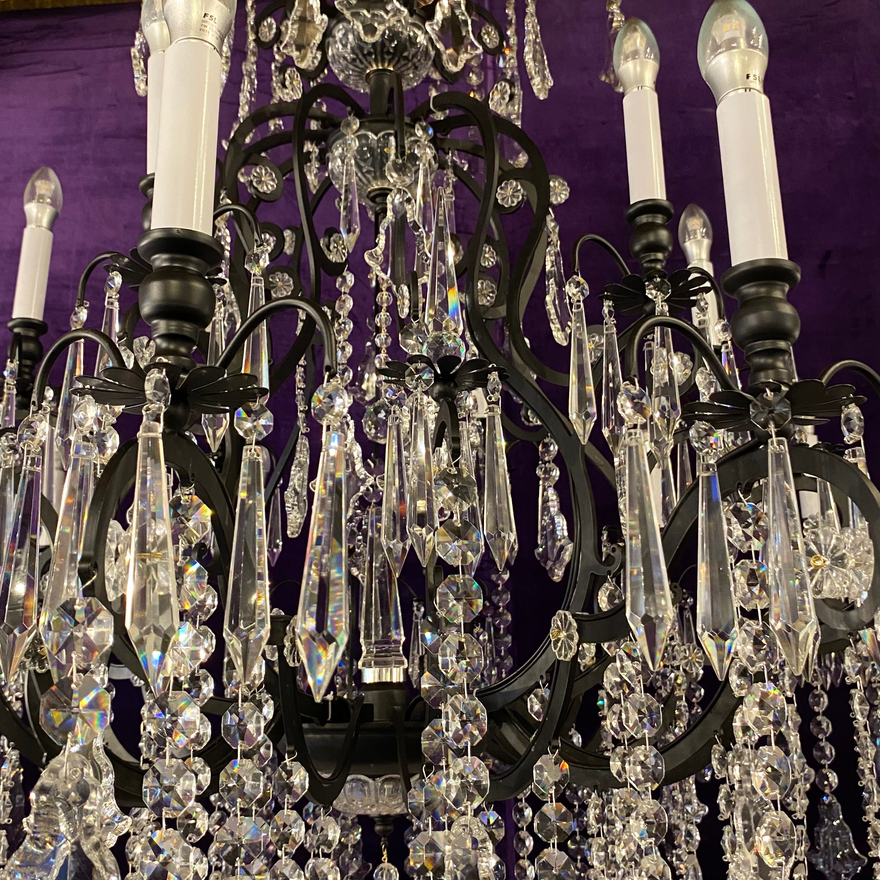 Extremely Large Matte Black Crystal Chandelier