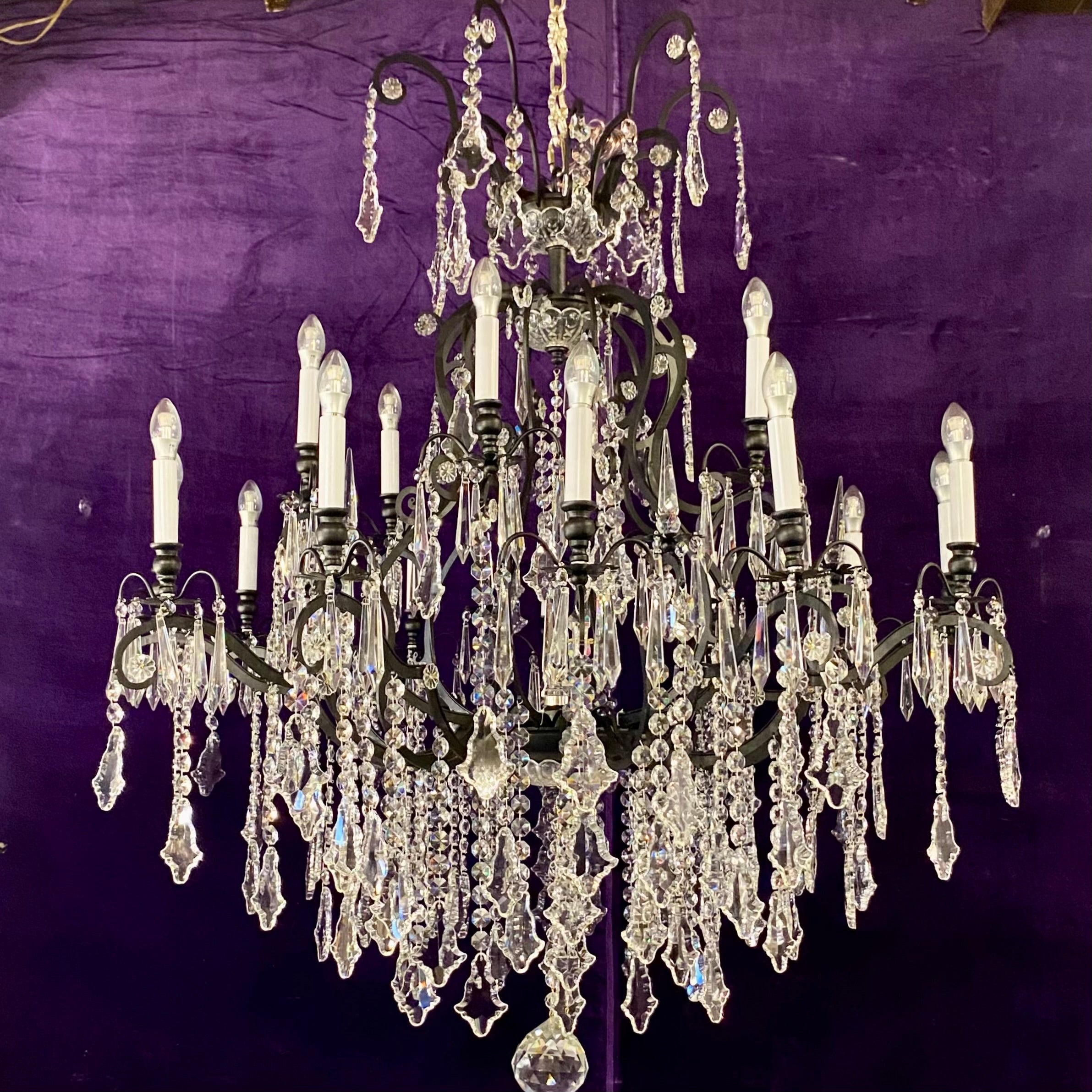 Extremely Large Matte Black Crystal Chandelier