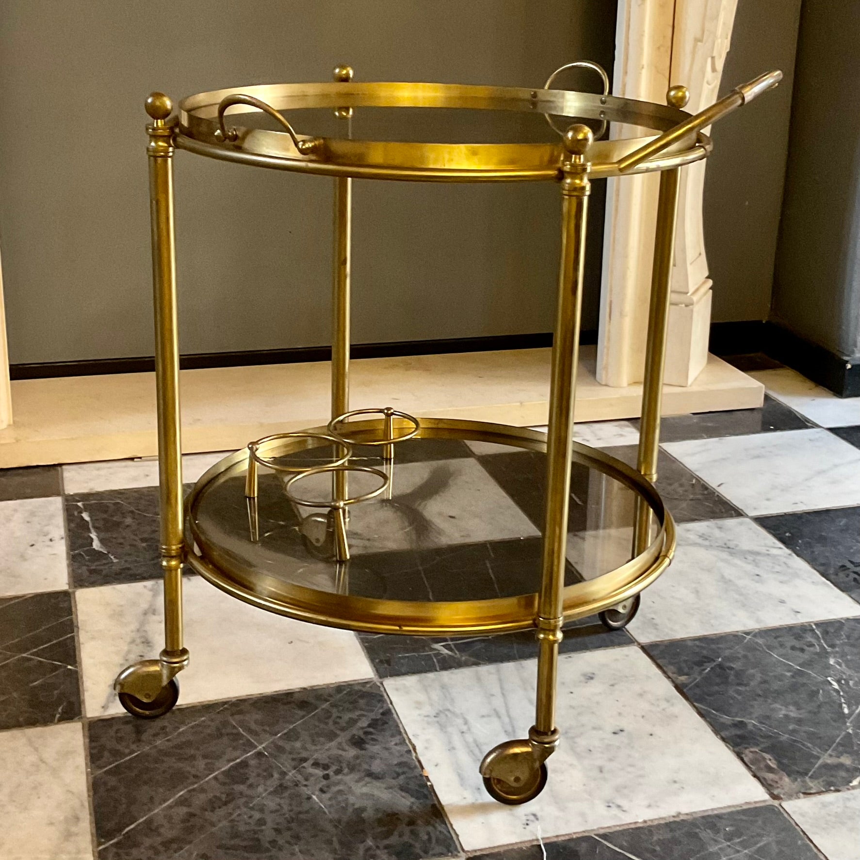 Vintage Brass Drinks Trolley - SOLD