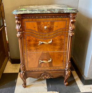 Pair of Bedside Pedestals with Marble Top