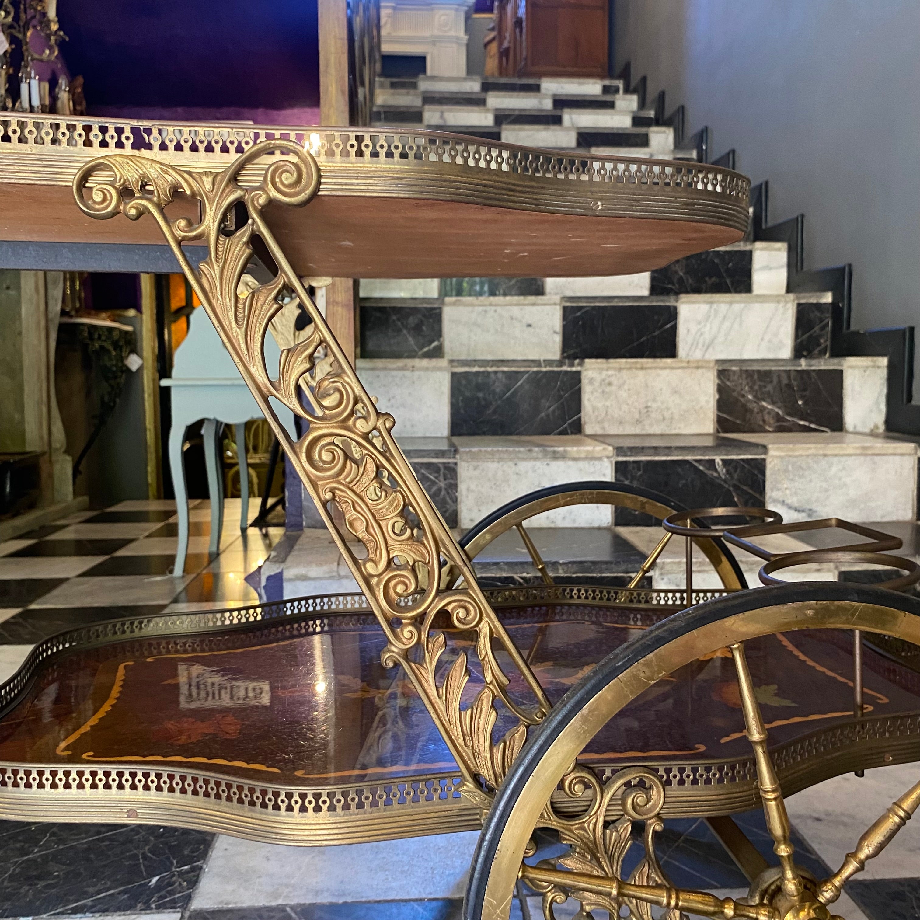 Beautiful Vintage Italian Inlaid Drinks Trolley - SOLD