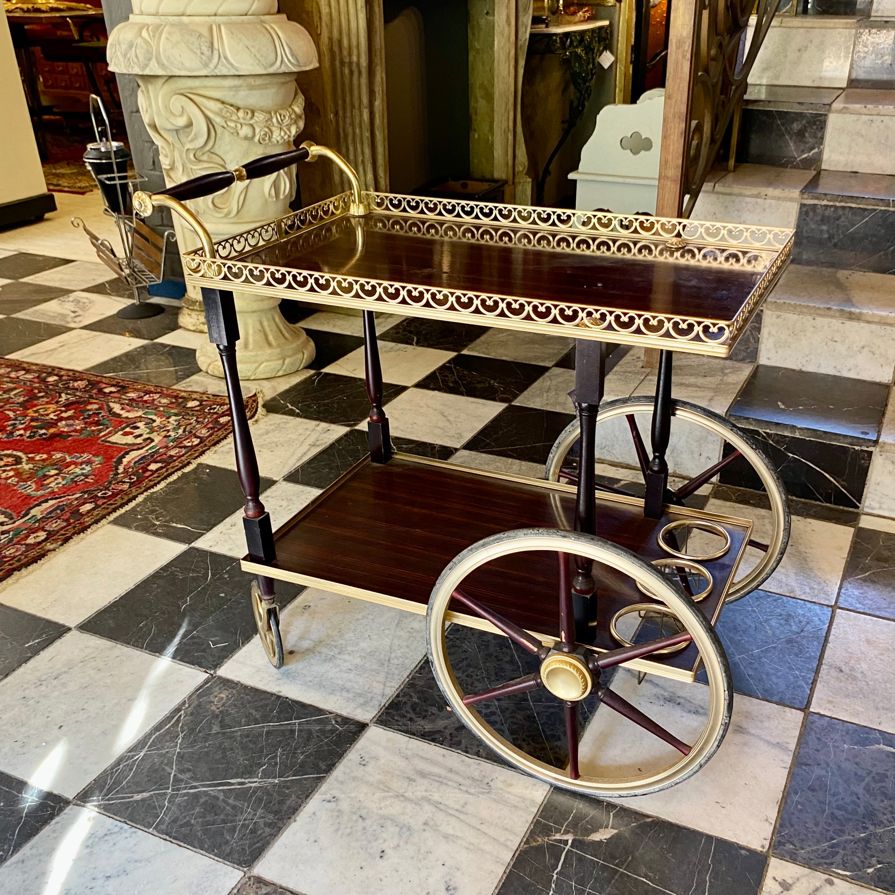 A Vintage Drinks Trolley with Brass Details - SOLD