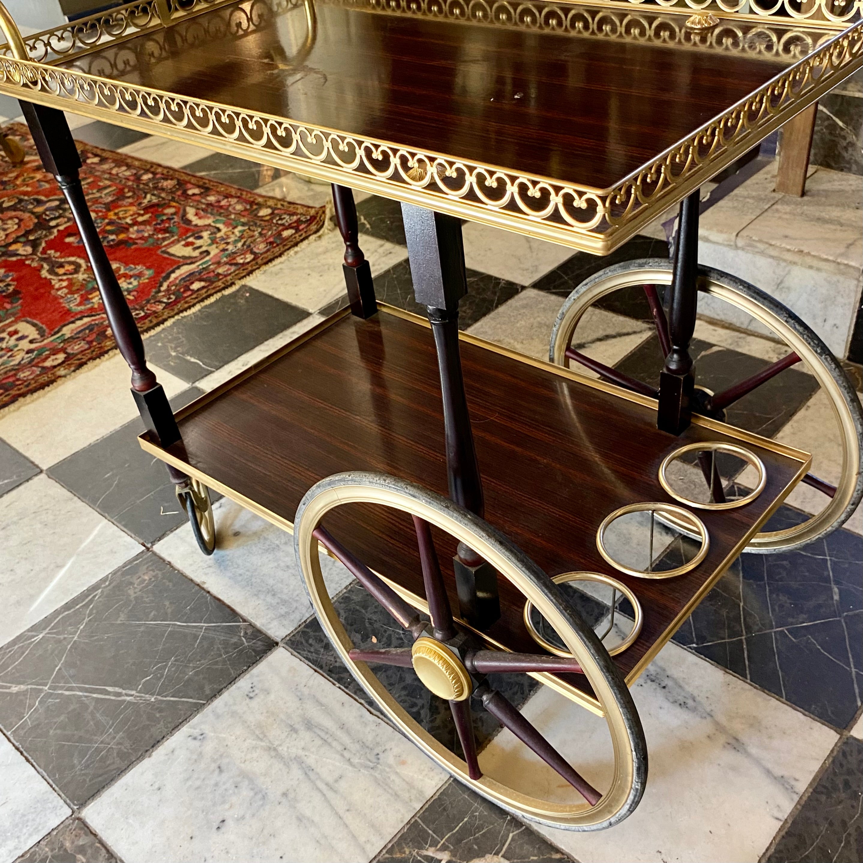 A Vintage Drinks Trolley with Brass Details - SOLD