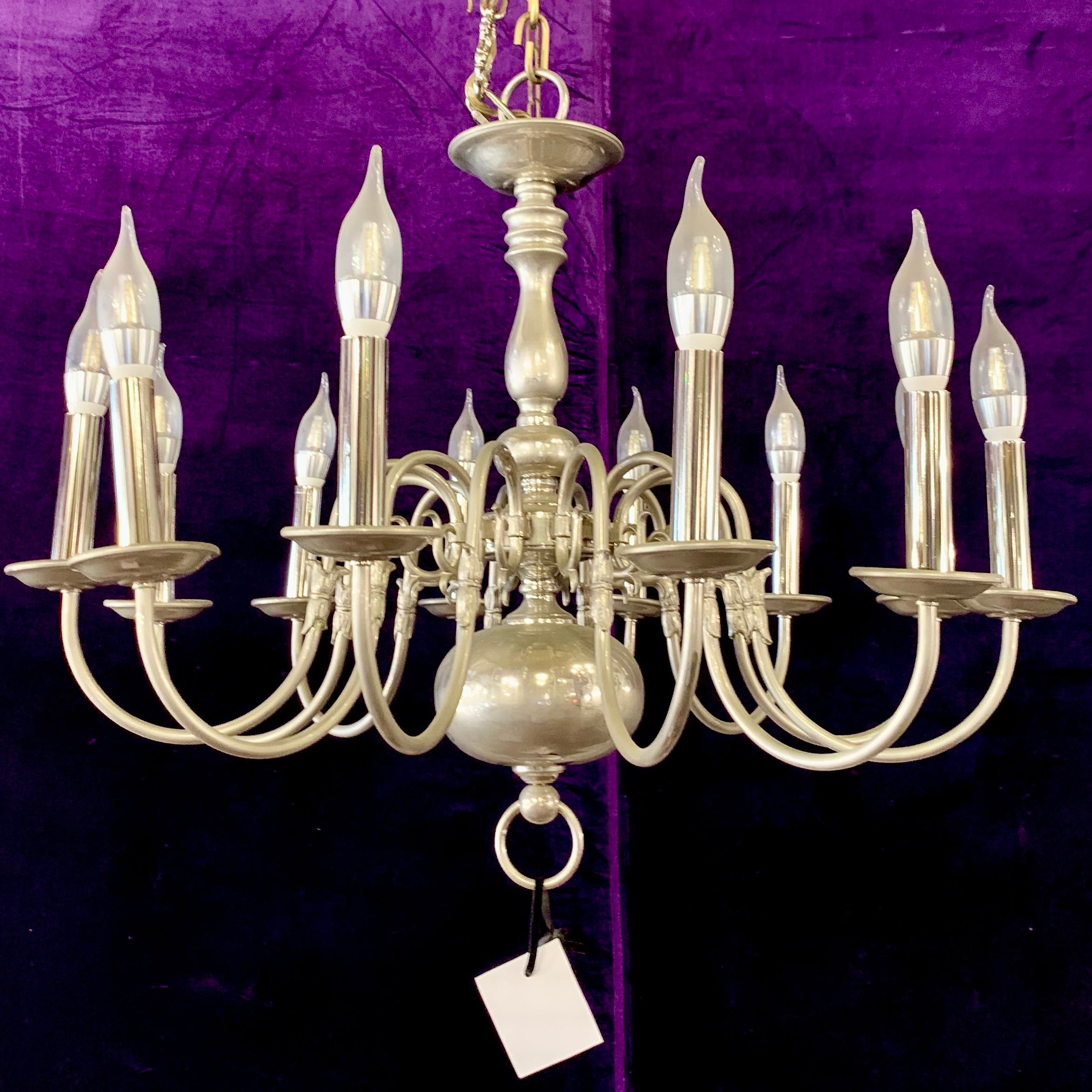 Antique Polished Nickel Flemish Chandelier