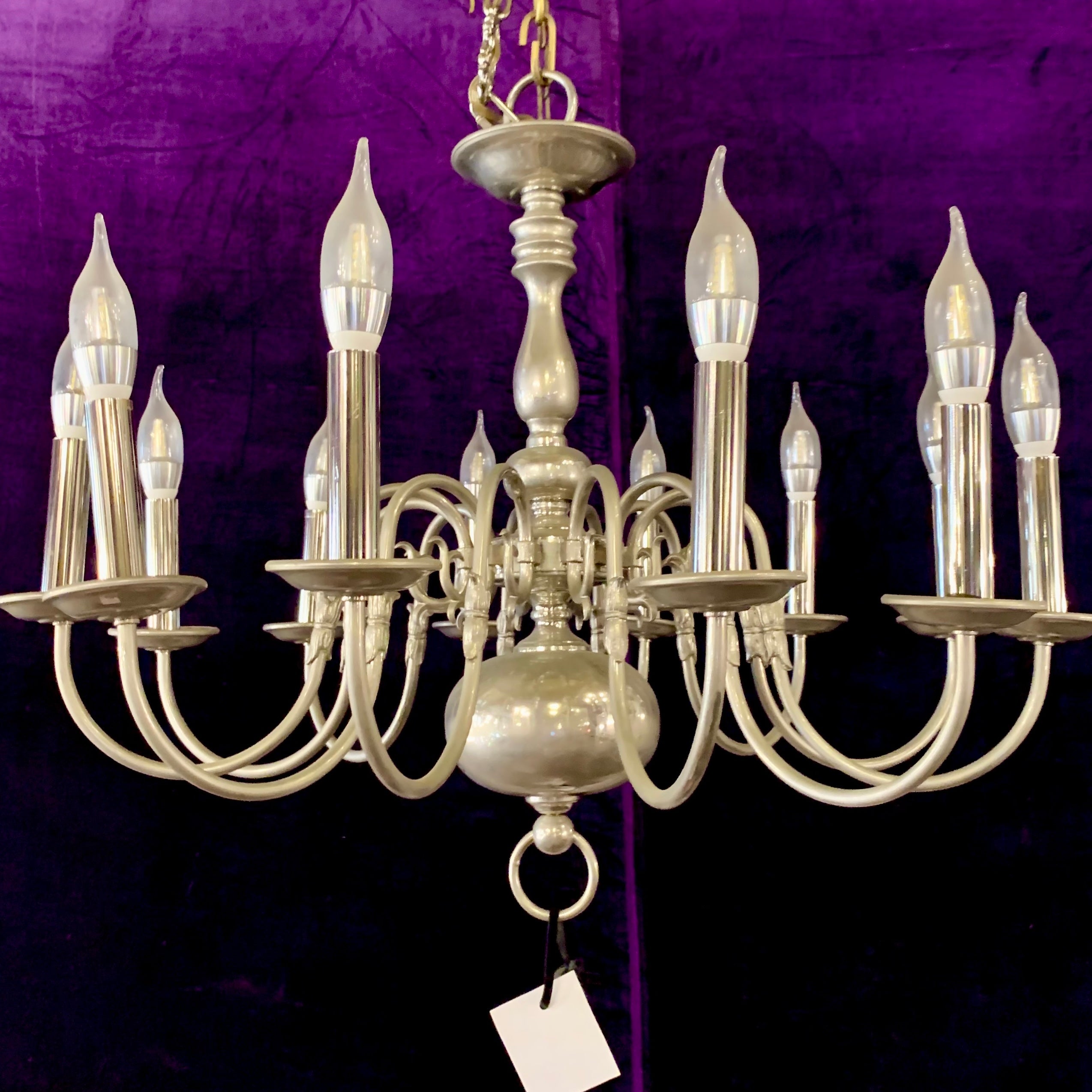 Antique Polished Nickel Flemish Chandelier