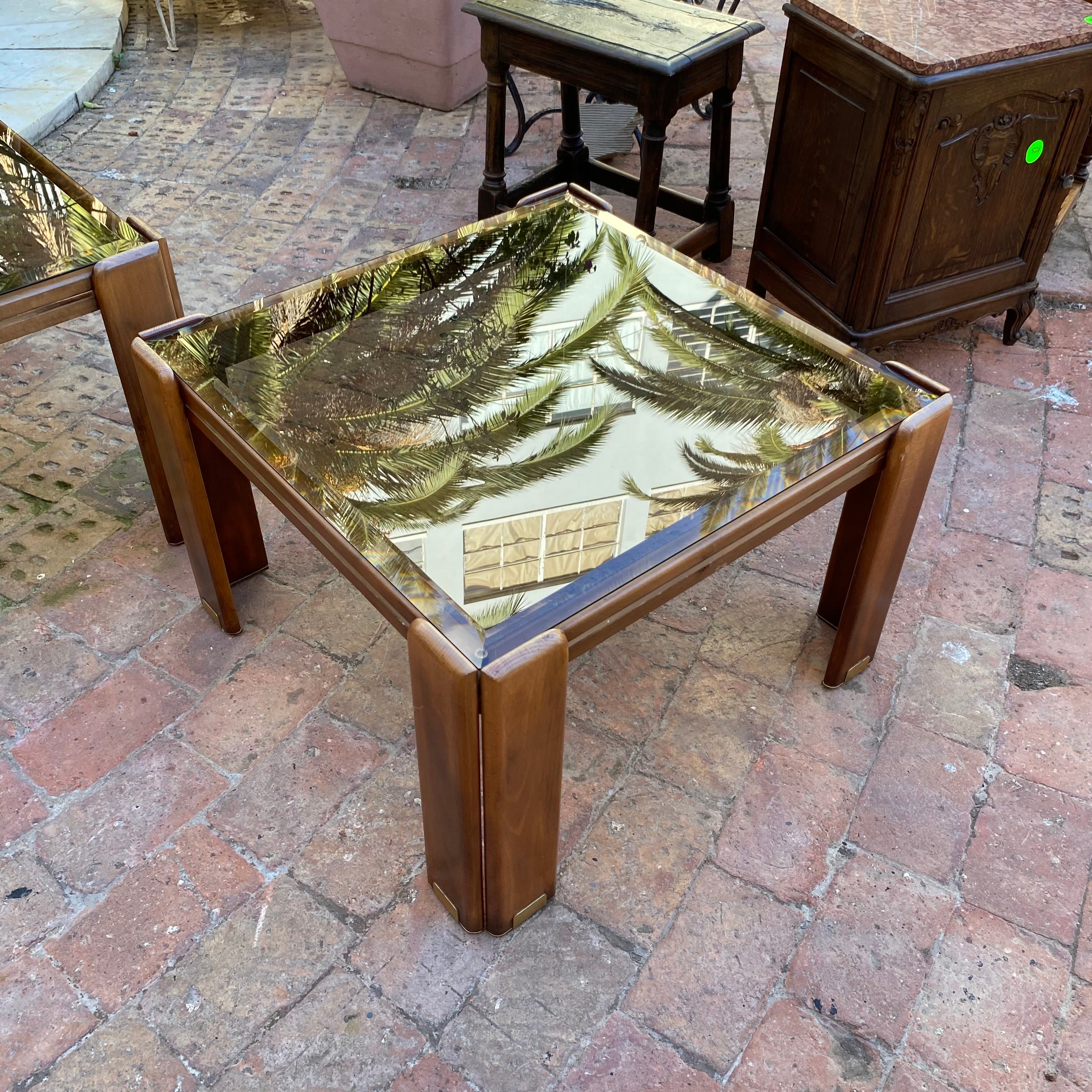 Set of 1960's Oak & Smoked Glass Coffee Table