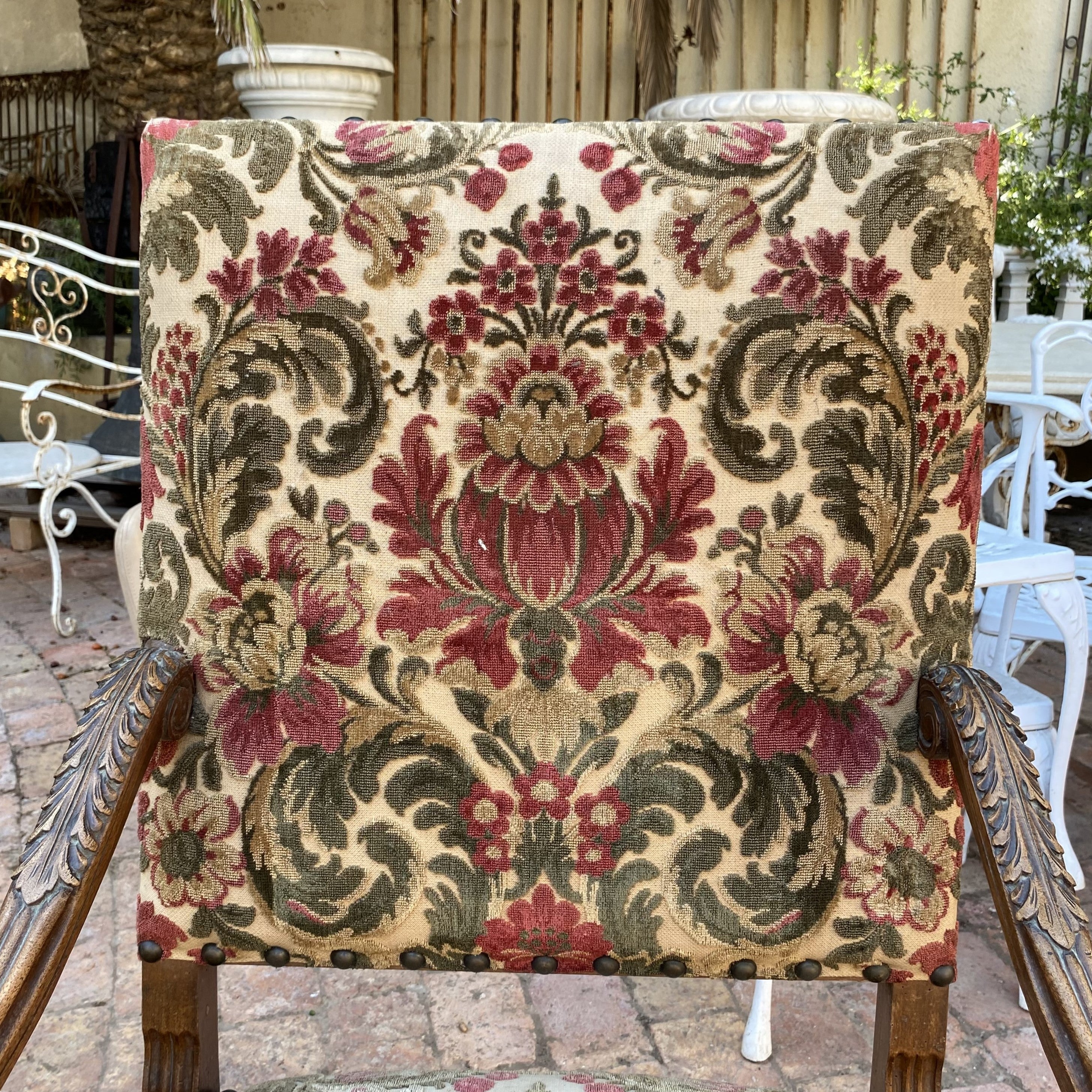 Large Pair of Carved Oak Armchairs